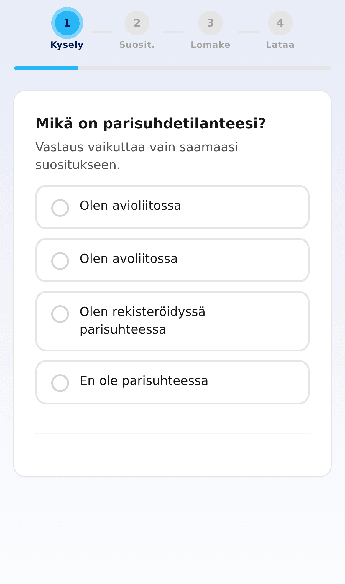 Kyselyn kysymys puhelimen näytöllä