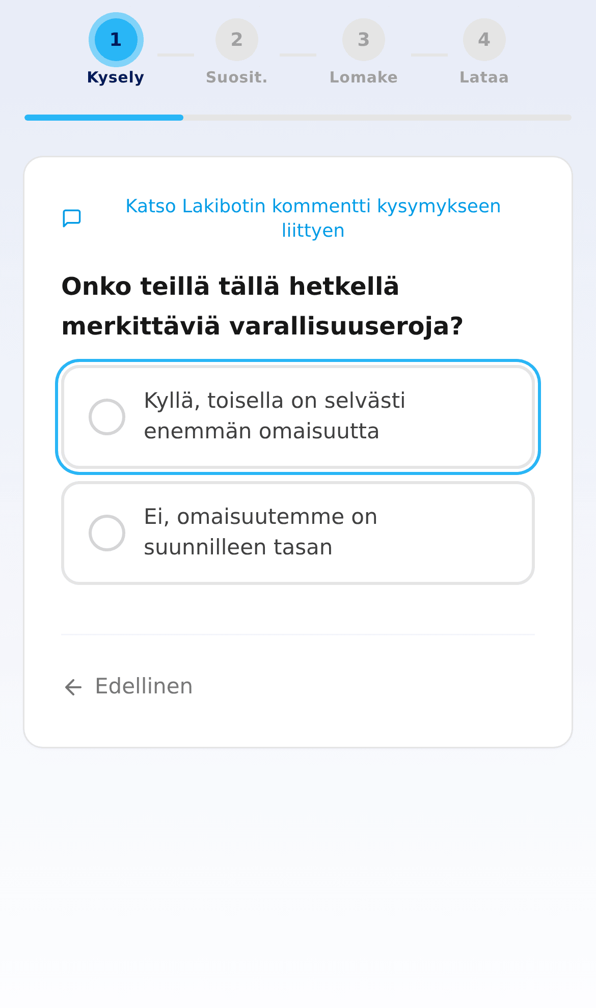Kyselyn kysymys puhelimen näytöllä
