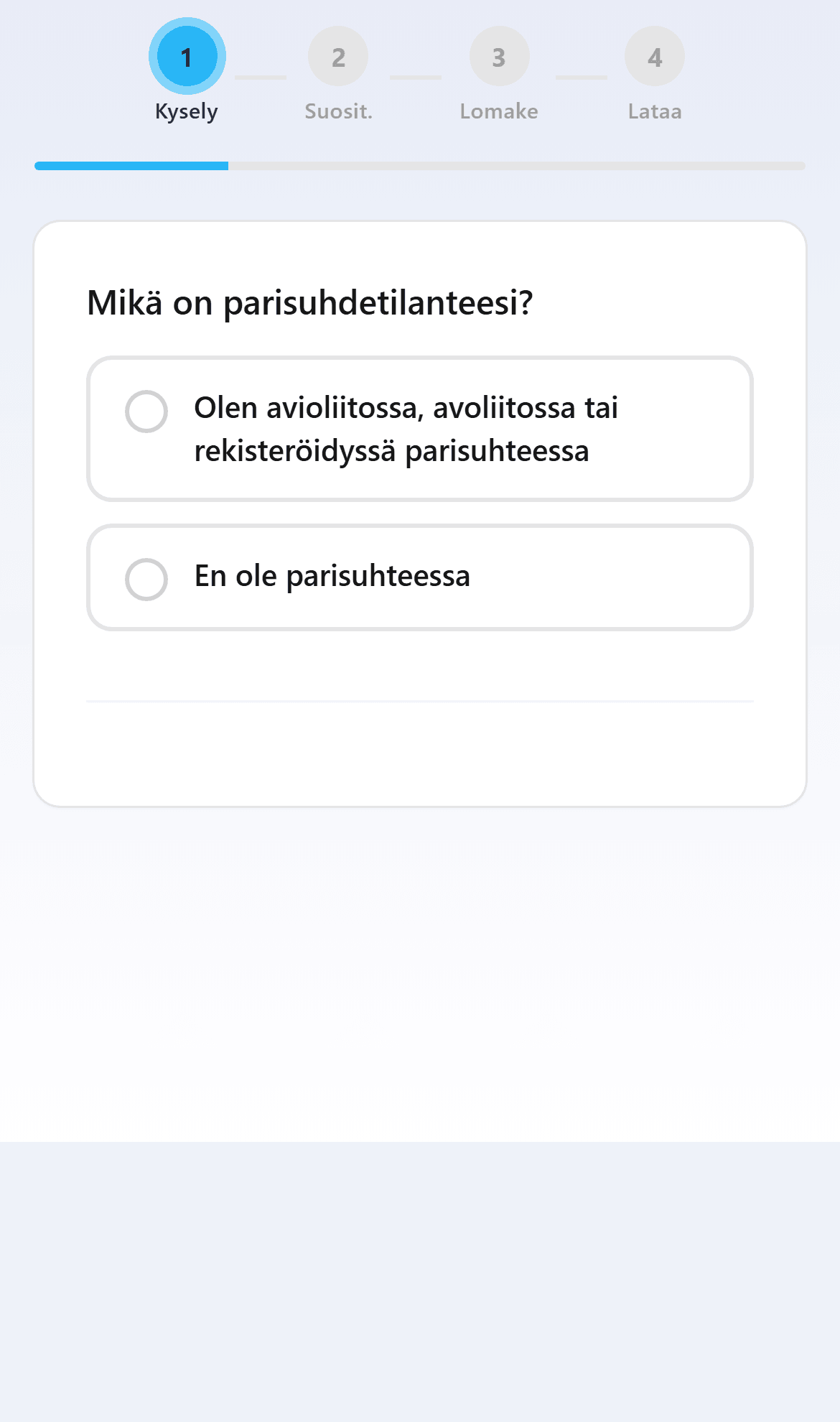 Kyselyn kysymys puhelimen näytöllä