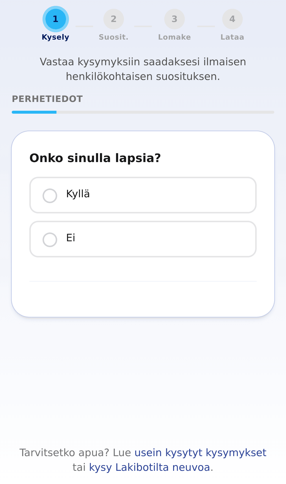 Kyselyn kysymys puhelimen näytöllä